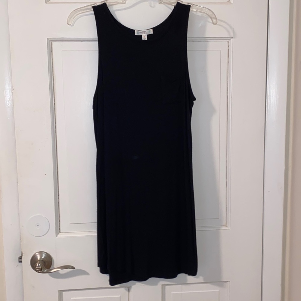 Lightweight black ribbed tank dress